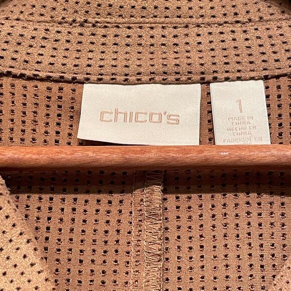 Chico’s 1 M Faux Suede Perforated Jacket | Mocha Chocolate Brown, Utility Moto - Picture 5 of 7